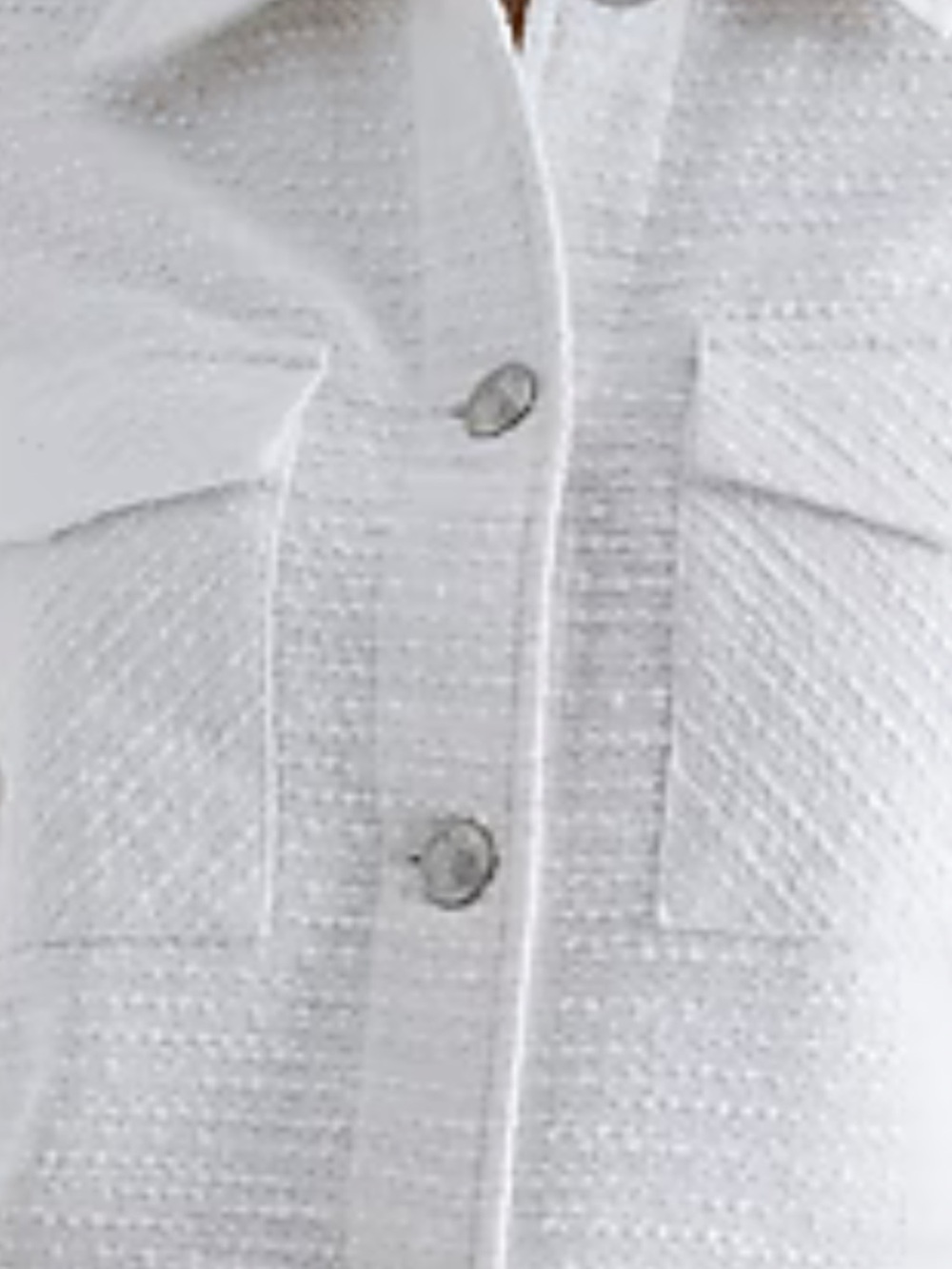 Express White Textured Cropped Button Jacket - Picture 3 of 4